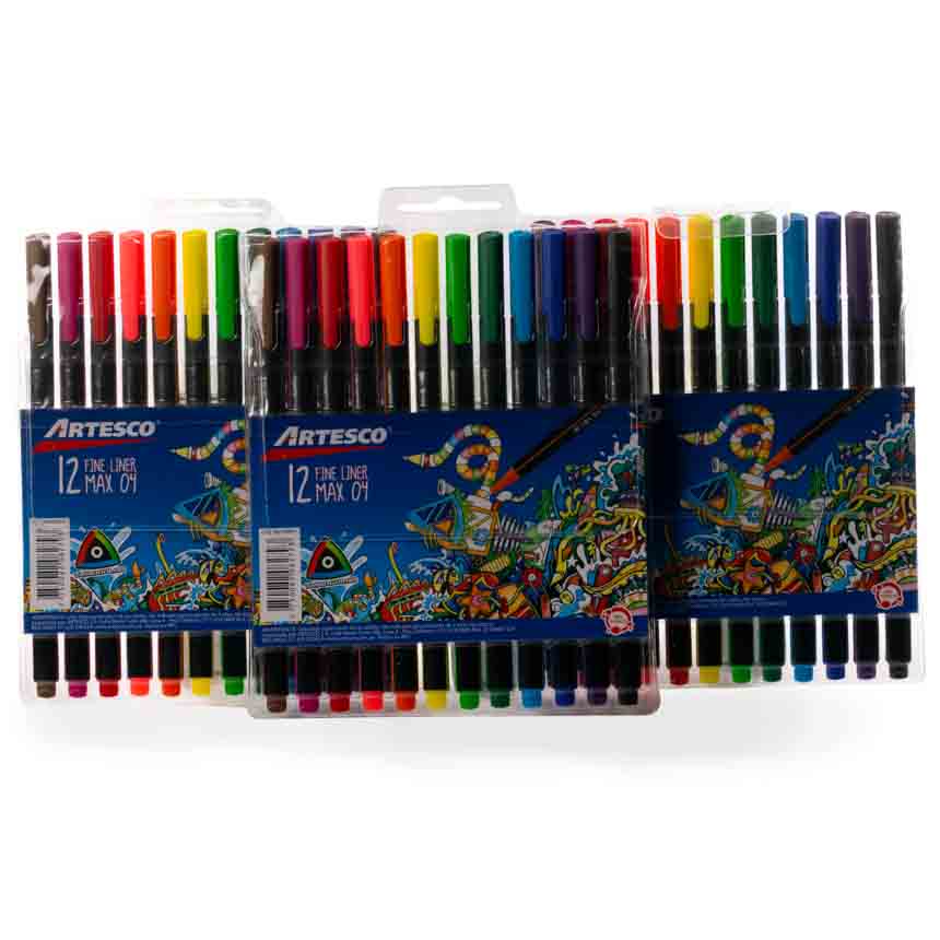 Micropunta 0.3-0.4mm Fine Liner max 04 Artesco 12 colores