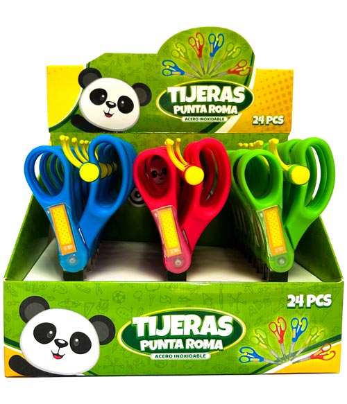 Tijeras punta roma con nombre CreArte 3 colores 24u