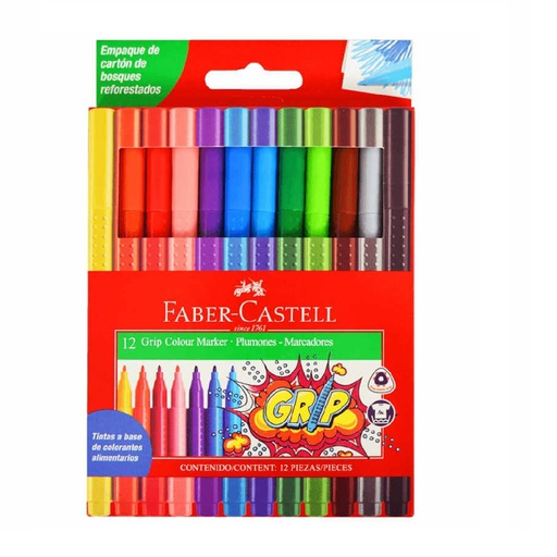 Marcador grip Faber Castell 12 colores