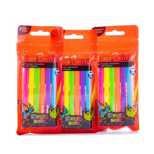 Marcador fiesta NEON Faber Castell estuche de 6 colores