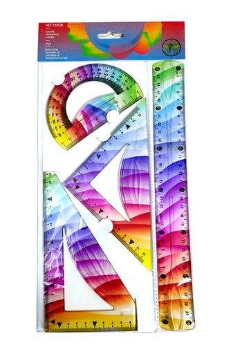 Estuche Geometrico Flexible Arco Iris La Selva 4PCS