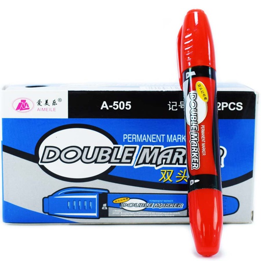 Marcador Permanente Doble Punta 12u