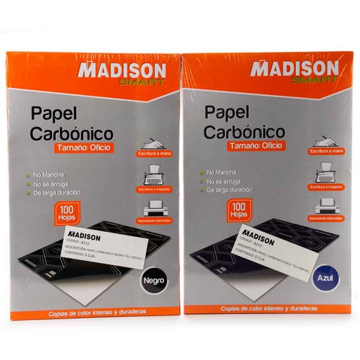 Papel Carbonico Tamaño Oficio Madison 100h