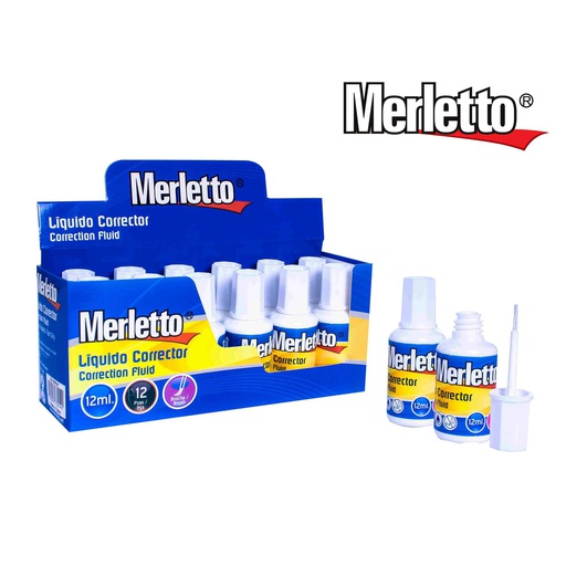 Corrector liquido punta pincel 12ml Merletto de 12u