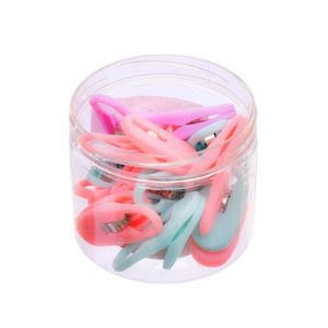 Clips especiales de mango plastico colores pasteles frasco