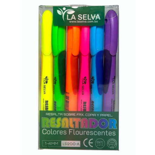 Resaltador de colores fluorescente, 1-4mm La Selva 6u