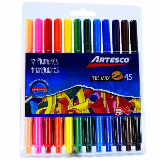 Marcador Artesco triangular Tri Max45 12 colores