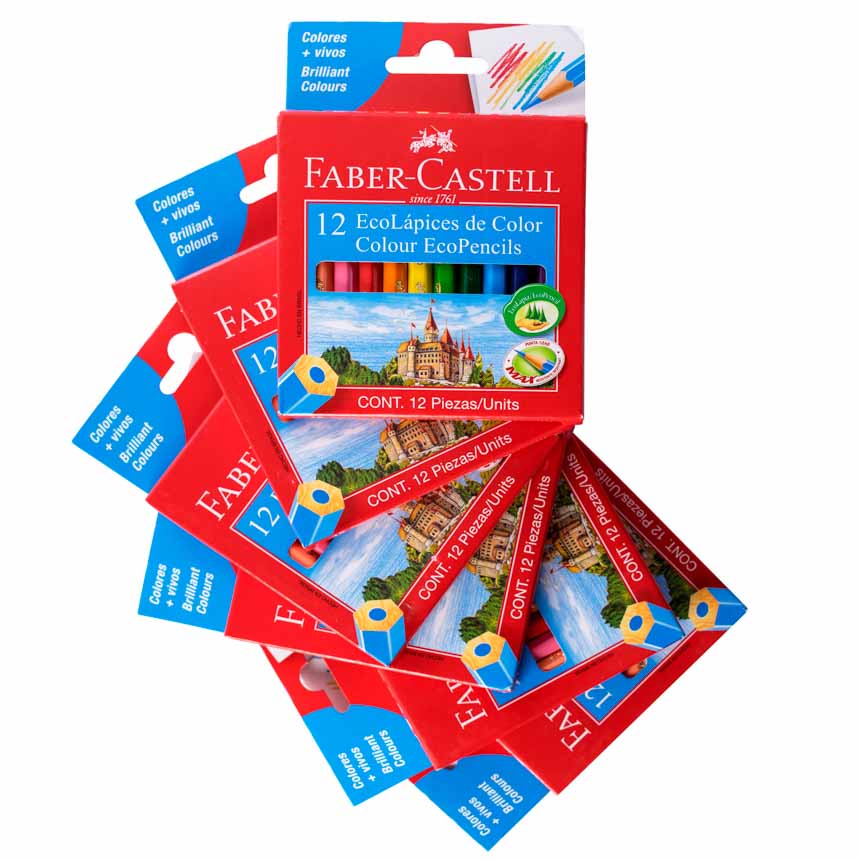 Caja de 12 EcoLápices Bicolores Hexagonales Faber-Castell 737 (Rojo y Azul)  - Librería IRBE Bolivia